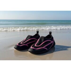 Maui and Sons Womens Water Shoes Black Pink Aqua Socks MSDA-3205PK Size 4